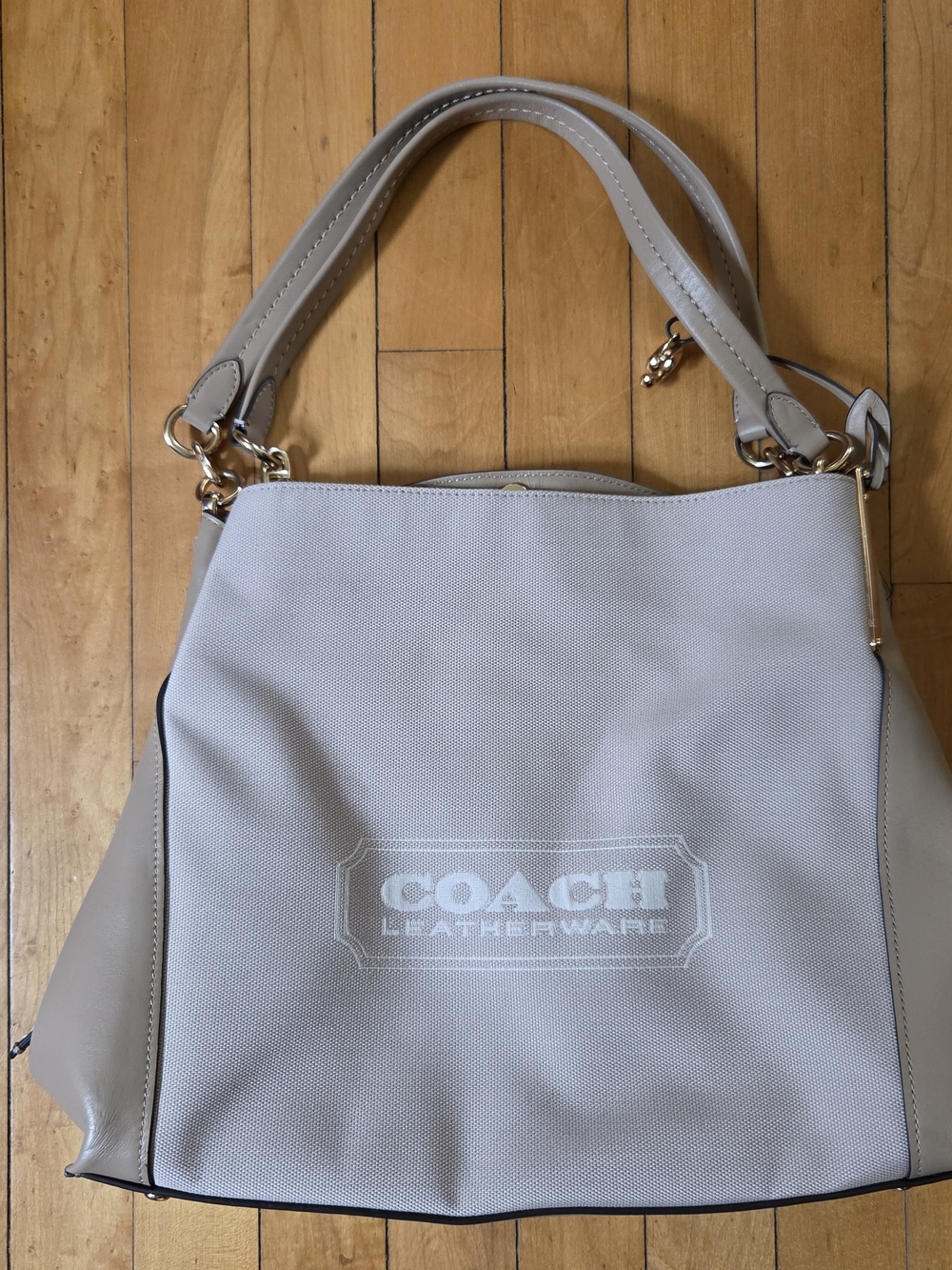 Coach Dalton 31 Badge C9078 Taupe Jacquard Leather Tote Shoulder Bag NWOT